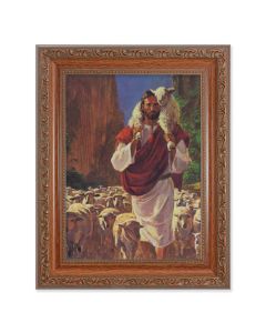 8.25" x 10.25" Ornate Wood Frame with a 6" x 8" Hook: The Good Shepard Print