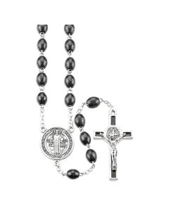 Benedictine Black Wood Bead Rosary