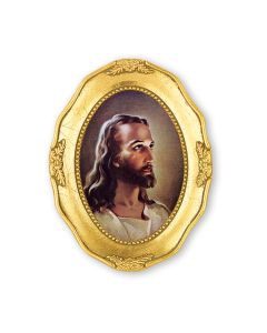 3 1/2" x 4 1/2" Gold Leaf Framed with a Sallman: Head of Christ Print-P65