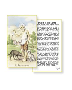 Saint Lazarus Holy Card in Spanish