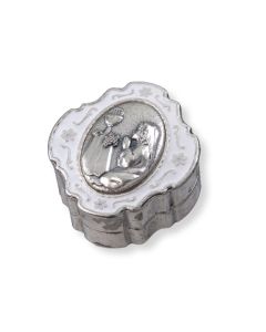 2" Communion White Epoxied Metal Keepsake Box with Girl- Box Only