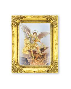 3" x 2" Antique Gold Frame with Saint Michael Print-P65