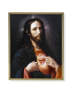 8" x 10" Gold Plaque Frame with a Sacred Heart of Jesus Print