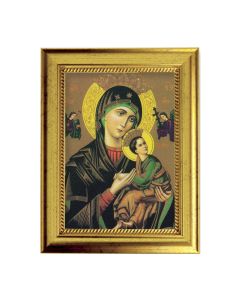 6 3/4" X 8 3/4" Gold Leaf Finish Frame with 5" X 7" Our Lady of Perpetual Help Textured Art