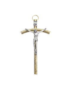 7" Gold Finish Papal Crucifix with a Silver Finish Corpus