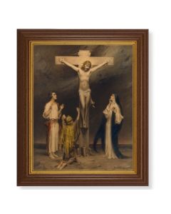 10 1/2" x 12 1/2" Walnut Finish Beveled Frame with 8" x 10" Chambers: Crucifixion Textured Art