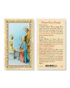 Prayer for a Family Laminated Holy Card. Inc. of 25