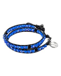 Sapphire Blessed Beads Wrap Bracelet with Our Lady of Fatima Medal