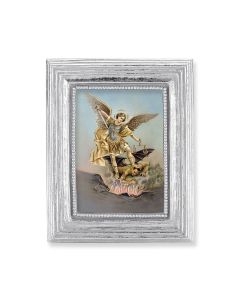 3 3/4" x 4 1/2" Silver Frame with a Saint Michael Print-P65