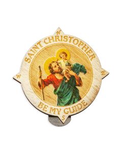 Saint Christopher Wooden Auto Visor Clip (Sold in Inc. of 3)