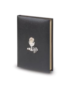 Black Skivertex Blessed Trinity Missal with Silver Finish Communion Chalice Symbol