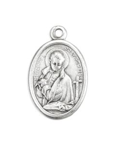 1" Oval Antiqued Silver Oxidized Saint Gabriel Passionist Medal