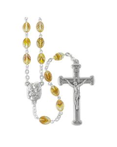 Oval Olive Glass Bead Rosary
