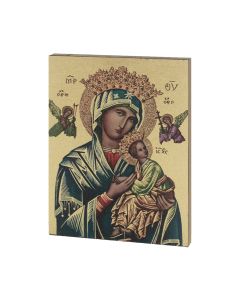 Our Lady of Perpetual Help Textured Wood Plaque