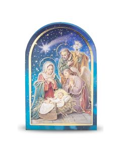 2 1/2" x 3 1/2" Nativity with Angel Arched Standing Plaque