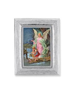3 3/4" x 4 1/2" Silver Frame with a Guardian Angel Print-P65