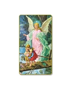 Guardian Angel Crossing the Bridge Holy Card