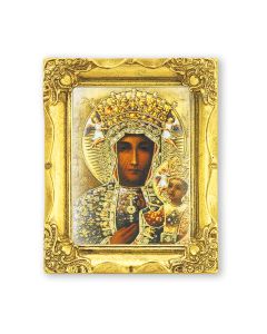 3" x 2" Antique Gold Frame with Our Lady of Czestochowa Print-P65