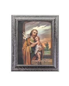 10 1/2" x 12 1/2" Grey Oak Finish Frame with an 8" x 10" Saint Joseph Print