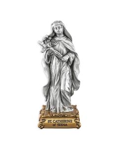 4 1/2" Pewter Saint Catherine of Siena Statue, Gift Boxed-P65