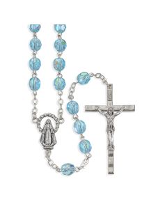  Aqua Crystal Aurora Borealis Bead Rosary