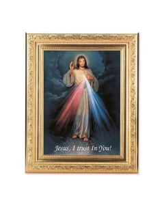 8 1/4" x 10 1/4" Gold Ornate Frame with a 6" x 8" Divine Mercy Print