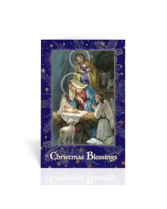 Nativity with Praying Angel Christmas Greeting Card Boxed