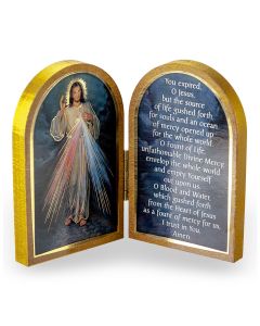 Divine Mercy Standing Natural Wood Diptych