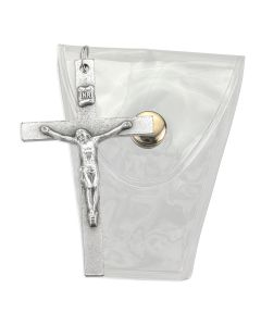 2 1/2" Antiqued Silver Oxidized Crucifix in a Vinyl Snap Case-P65