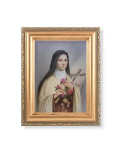5.5" x 7" Antique Gold Frame with a Saint Therese Print