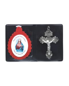 2 1/4" Sacred Heart Badge and Pardon Crucifix in Vinyl Pocket Folder-P65