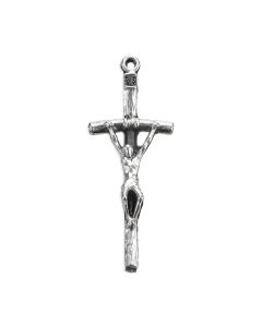 1 1/2" Antiqued Silver Oxidized Papal Crucifix