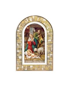 3" x 4 3/4" Nativity Holy Family Acrylic and Gold Foil Mosaic Plaque