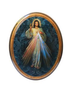 Divine Mercy Oval Wood Plaque