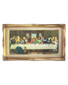 11.25" x 18.5" Gold Leaf Wood Frame with Zabateri: Last Supper Print