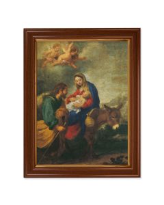 15 1/2" x 19 1/2" Walnut Finish Frame with Gold Accent and a 12" x 16" Flight into Egypt Textured Art