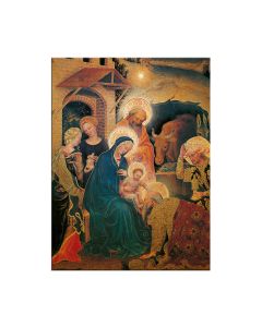 3" x 4" Adoration of the Magi Gold Embossed Wood Plaque