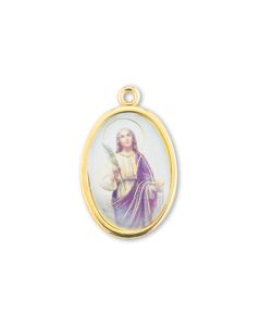 1" Saint Lucy Gold Finish Picture Medal