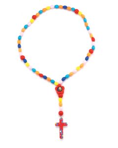 Primary Color Oval Wooden Bead Kiddie Rosary with Guardian Angel Centerpiece-P65