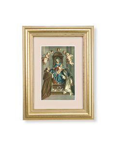 5 1/4" x 6 3/4" Gold Leaf Frame-Cream Matte with a 2 1/2" x 3 3/4" Madonna Print