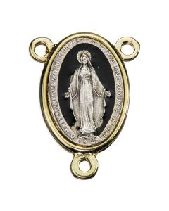 25mm Oval Miraculous Centerpiece with Gold Frame and Black Enamel