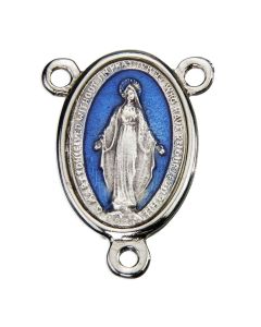 25mm Oval Miraculous Centerpiece with Silver Plated Frame and Blue Enamel