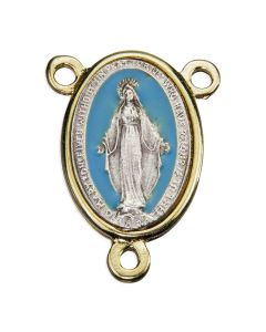 25mm Oval Miraculous Centerpiece with Gold Frame and Light Blue Enamel