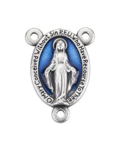 Miraculous Medal Centerpiece with Blue Epoxy