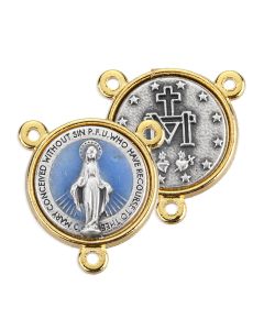 Miraculous Medal Centerpiece with Blue Epoxy