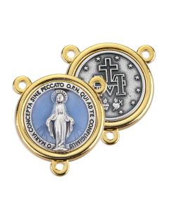 Miraculous Medal Centerpiece with Blue Epoxy
