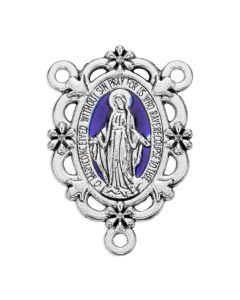 1 1/4" Miraculous Medal Silve Ox Centerpiece with Blue Epoxy