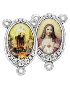 1" Departed Souls Rosary Centerpiece with Flower Border Two Sided Epoxy Images