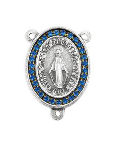 Large Miraculous Medal Centerpiece with Blue Crystals