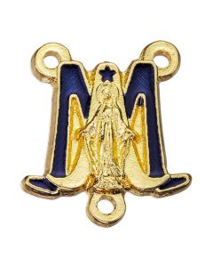 3/4 inch. Miraculous Medal Centerpiece Gold with Blue
